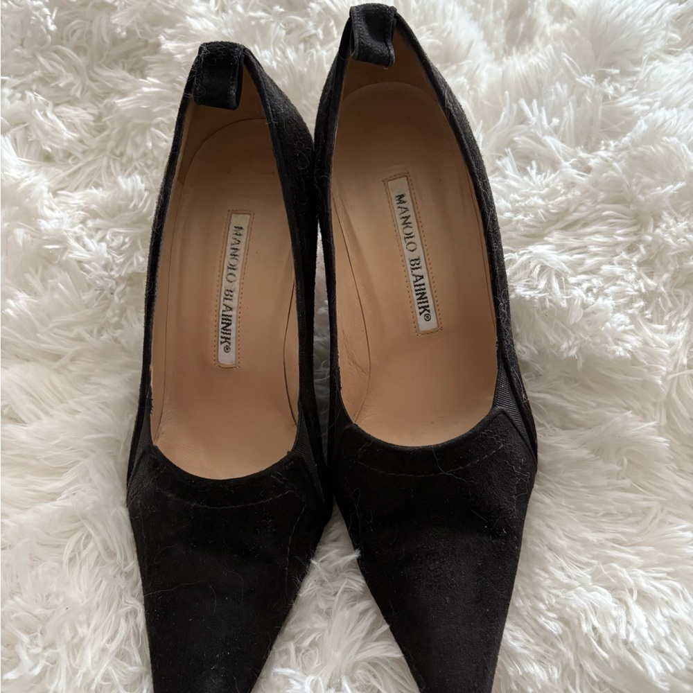 Manolo Blahnik Black Velvet Heels